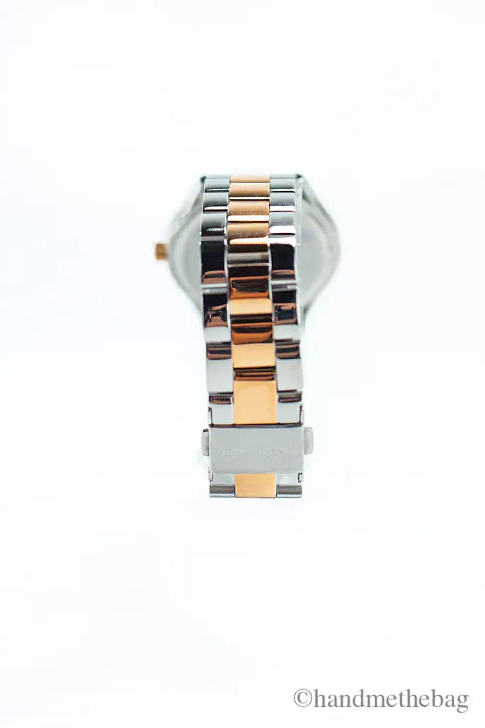 Michael Kors Slim Runway Rose Gold Silver Toned Stainless Steel Watch